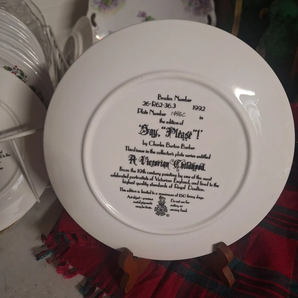 Royal Doulton Say Please Collector Plate Charles Burton Barber Victorian 1992